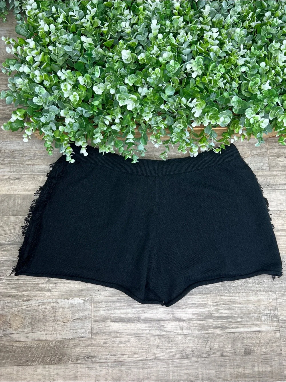 Lisa Todd Black Cotton Knit Shorts XL